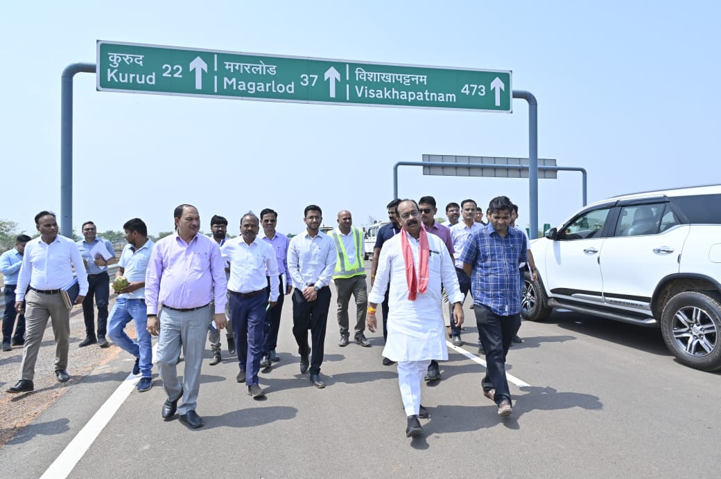उप मुख्यमंत्री अरुण साव ने रायपुर-विशाखापट्टनम एक्सप्रेस-वे के कार्यों का किया औचक निरीक्षण