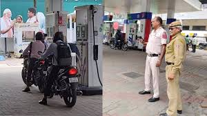 बिना हेलमेट पेट्रोल वितरण पर कार्यवाही